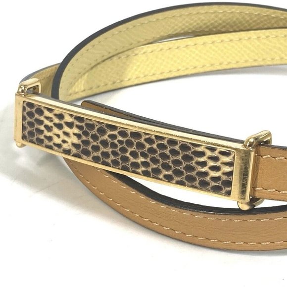 HERMES Thin belt belt Leather yellow main image 6